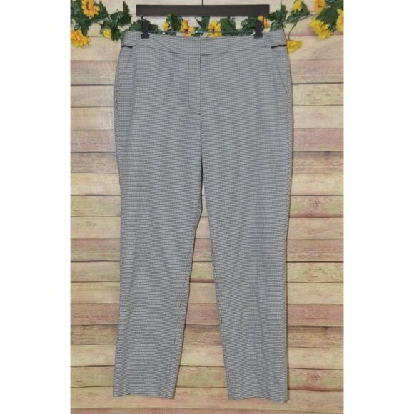 TALBOTS Heritage Gingham Ankle Pants Size 10 Black White Micro Check Career - Picture 1 of 10